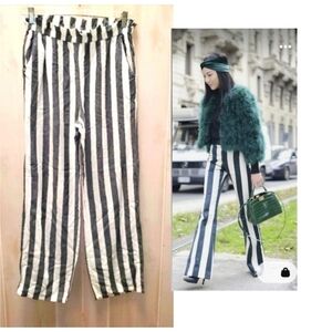 AMERICAN Eagle Wide Leg PaperBag Striped Pants w/ Pockets!